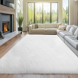 Fluffy 8x10 Area Rug Living Room: Shag White Area Rugs for Bedroom- Large Plush Soft Rugs for Living Room- Fuzzy Modern Carpets for Bedroom, Kids Room Decor (White, 8x10Feet