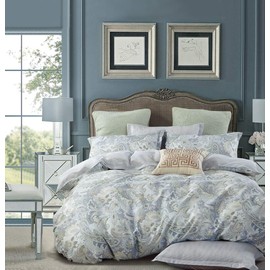 Swanson Beddings Soft Paisley 3-Piece 100% Cotton Bedding Set: Duvet Cover and Two Pillow Shams (King)