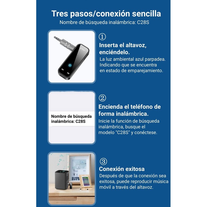 NIHO Adaptador Bluetooth 5.0 3,5 mm Jack Aux, Transmisor/Receptor Inalámbrico