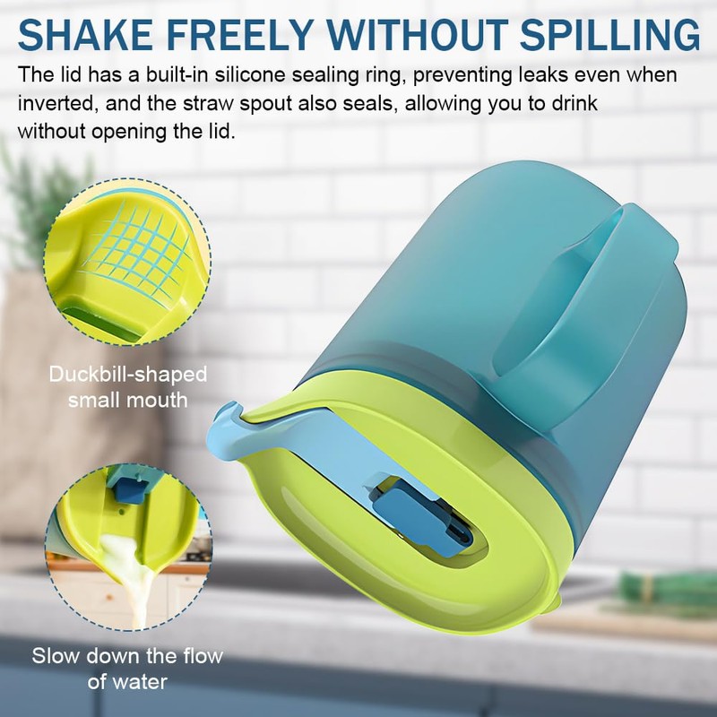 BIZOI 2PCS Elderly Spill Proof Cups, 300ml Unspillable Cup with