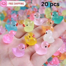 Unbranded 30pcs Mini Glow In The Dark Duck Decor Luminous Crystal Colorful Duck Figurine