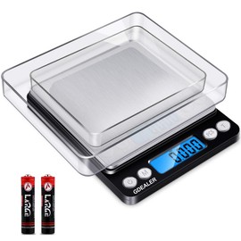 GDEALER - Báscula digital de bolsillo para cocina, 0.001 onzas, 500 g, báscula compacta de peso, tara, acero inoxidable, visualización retroiluminada, color negro