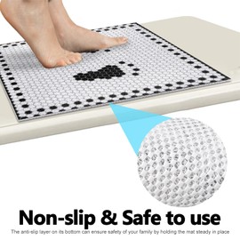 Loofah Shower Mat Non Slip: Shower Mats for Inside Shower- 53 x 53 cm Bath Mat Non Slip Anti Mould- Anti Slip Shower Mat Anti Mould for Elderly Grey Shower Bath Mat Soft Quick Dry Bathroom Square