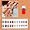 24Pcs Christmas Press on Nails Short Square Fake Nails Red