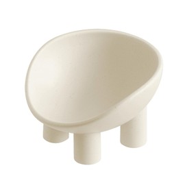 Four-Legs Ceramic Cat‘s Bowl, Chubby Cute Pet Bowls, Matte Crème