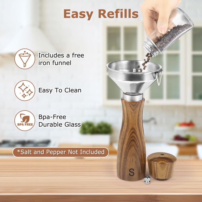 2 Pack Acacia Wood Salt and Pepper Grinder Set –