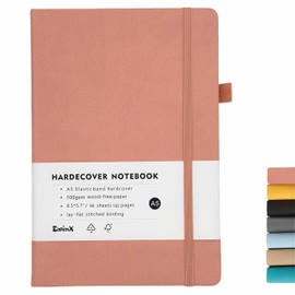 EminX Lined Journal Notebook, A5 Hardcover Notebooks for Work, 100gsm Premium Thick Paper, With Inner Pocket, Medium 5.7" x 8.5" - Pink
