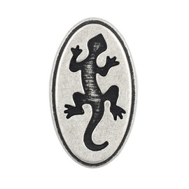 Bezelry 12 Pieces Gecko Lizard Pattern Oval Metal Shank Buttons. 25mm (1 inch) (Antique Silver)