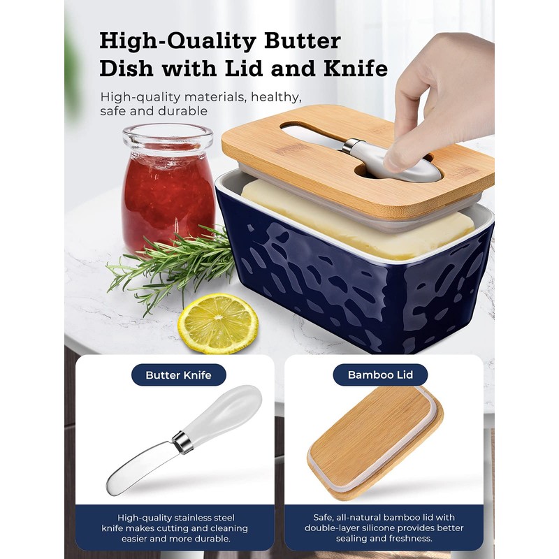 Butter Dish with Lid: Large Butter Dish for Countertop -