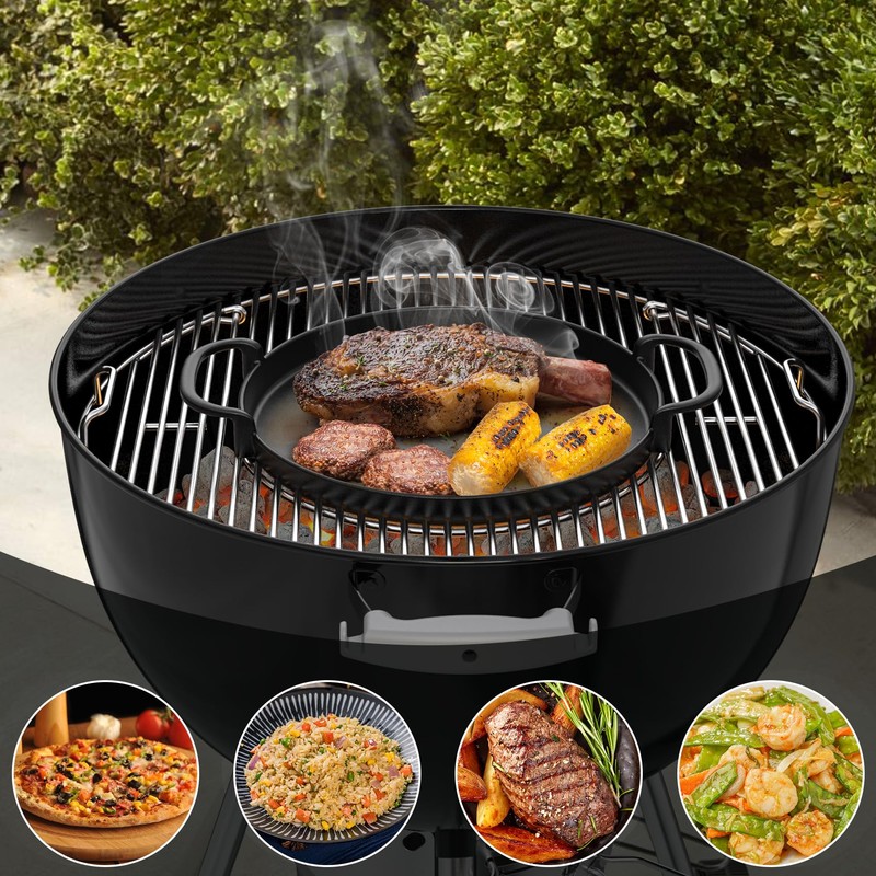 onlyfire Cast Iron Griddle with Handles for Weber Gourmet BBQ
