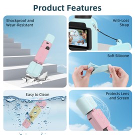 BRDRC Pocket 3 Silicone Cover, Protective Case Lens Protector Scratch-Resistant Sleeve Skin Compatible with DJI OSMO Pocket 3 Accessories(Pink + Yellow)