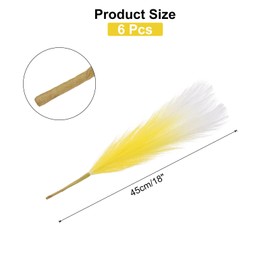 MECCANIXITY 6 Pcs Faux Pampas Grass, 18 Inch Fluffy Pampas Grass Decor Flower Arrangement for Home Wedding Decorations, Yellow Gradient