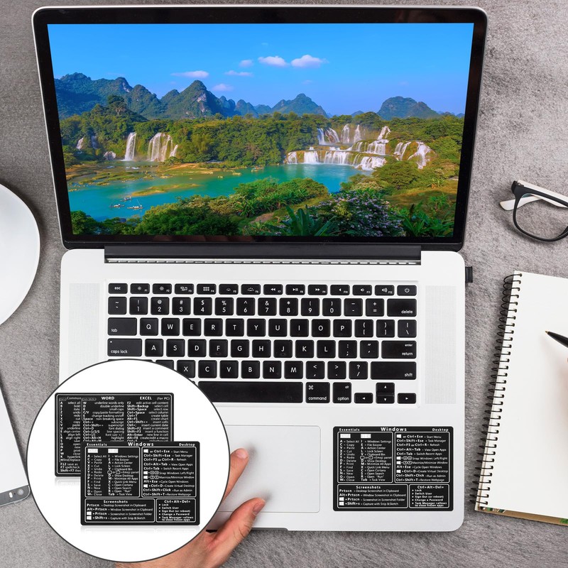 Yuanchu 2Pcs Laptop Shortcuts Stickers, Word/Excel Quick Reference Guide Keyboard