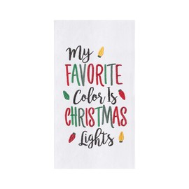 C&F Home Holiday Themed My Favorite Color is Christmas Lights Sentiment Featuring Bulb Lights Christmas Holiday Flour Sack Kitchen Towel Decor Decoration 27L x 18W in. 18" x 27" White
