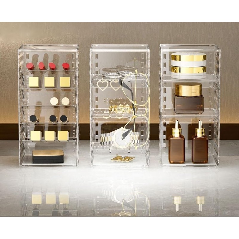 Lipstick Holder Stand Storage Box, Compartment Makeup Organizer, Clear Lipstick