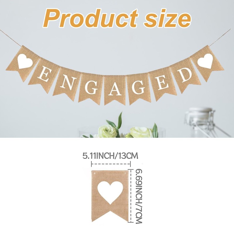 Elegant Linen 'Congratulations' Engagement Party Banner – Wedding Decorations –