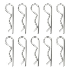 sourcing map 10 Pcs Hitch Pin Clip, 1.8mm x 32mm R Clips 304 Stainless Steel Retaining Wire Hair Pins Cotter Pin Assortment Kit Clips for Trailer Tractors Mower Carts Truck Pin Clip, Silver
