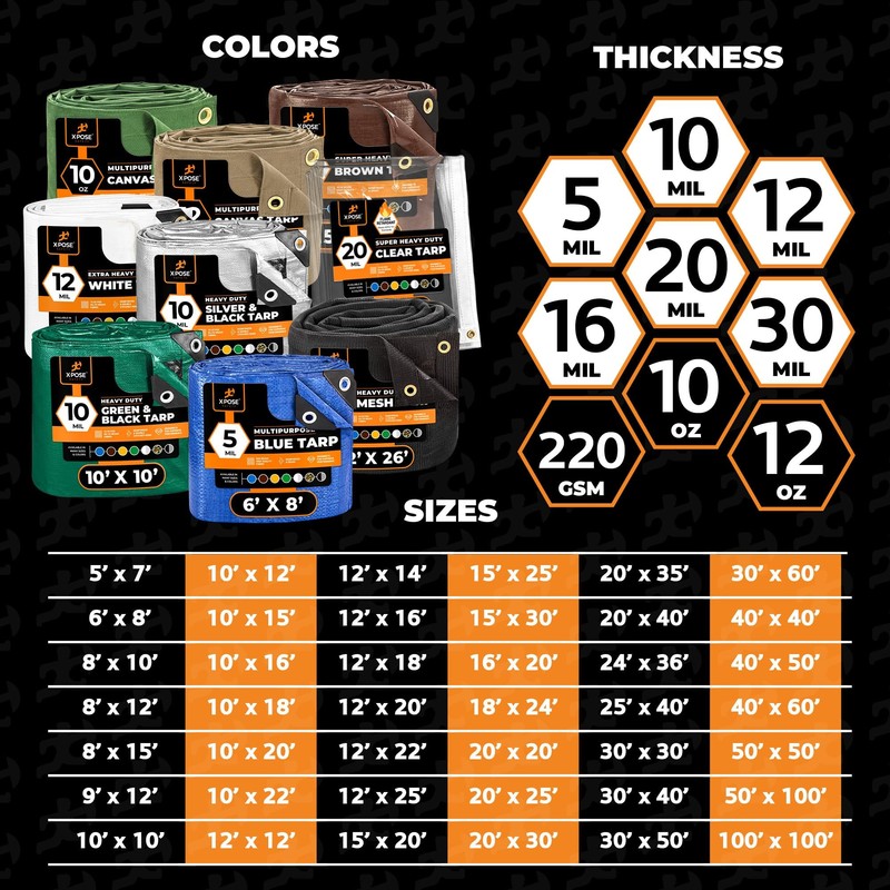 Multipurpose Protective Cover Brown Poly Tarp 5' x 7' -