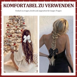 Bow Hair Clip - Pack of 2 Short Satin Hair Bows Clips with Clip, French Hair Clips with Small Bow and Ribbons, Hair Accessories for Women, Wedding, Christmas (Pure White + Black)