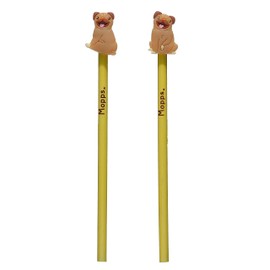 Puckator Mopps Pug Pencil with PVC Topper - Pencils for Kids - End of Year Gifts for Children - Funky Pencils for Kids Girls & Boys - Party Bag Fillers - Childrens Pencil - Classroom Gifts