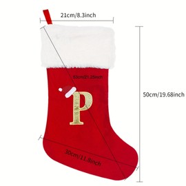 Bemuiz 20 Inches Monogram Christmas Stockings, Red Velvet with White Super Soft Plush Cuff Large Stocking Decorations for Fireplace Hanging and Family Xmas Holiday Party