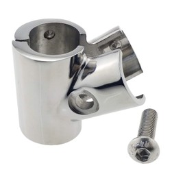 NRC&XRC Heavy Duty 316 SS Polished Boat Hand Rail Fitting- 60 Degree T/Tee Hinged/Split for 1" Tube