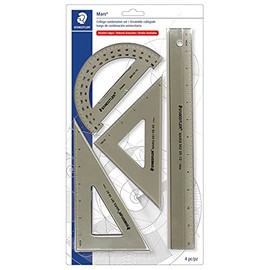 Staedtler Mars 4 pc Combination Math Set, Durable Plastic, 56932BK