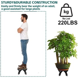 Griplier 2 Pack Metal Plant Stand for Indoor and Outdoor Use – 220LB load Capacity Small Plant Rack,Thickened Steel Plate, Storage Shelf, Rustproof Potted Plant Holder