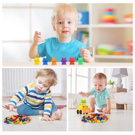 Timoo Colored Counting Bears, 60 PCS Color Sorting Bears (Green & Purple & Blue & Orange & Red & Yellow)