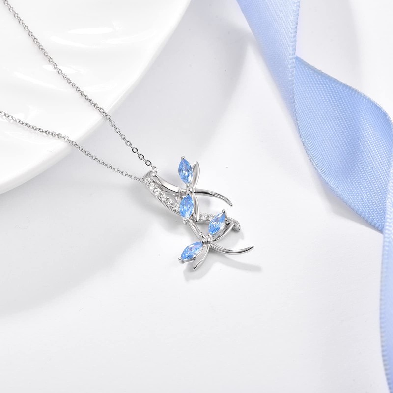 PRAYMOS Collar de plata de ley 925 con libélula para