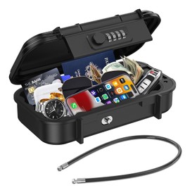 Temracha Portable Safe Box, Combination Lock Box with 4-Digit, Anti-Theft Travel Cash Box Featuring Detachable Chain for Gym, Hotel, Dorm, and Travel Use