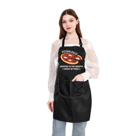 PLITI Pizza Apron With Pockets Pizza Lover Gift Pizzatarian Gift Pizzaologist Devoted To The In-Depth Study Of Pizza Gift (Study Of Pizza APU)
