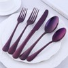 Bisda 5-Piece Purple Silverware Flatware Set Service for 1 Stainless