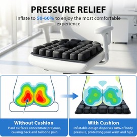 Cojín de asiento inflable, cojín de avión para alivio de presión para