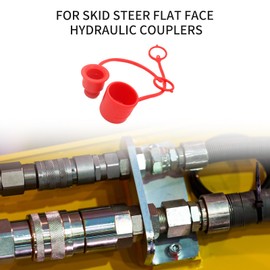 ANHAN 1/4" Flat Face Hydraulic Quick Coupler Dust Cap and Plug for Bobcat,Red Rubber Skid Steer Flat Face Coupling Male Dust Cap and Female Plug Covers 3set