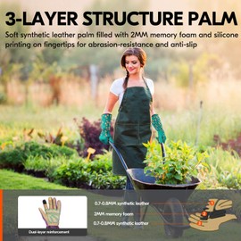 Vgo... Gardening Gloves Women Long Sleeves in Leather, Long Work Gloves Gauntlet Thorn Proof for Yard Garden Agriculture