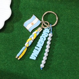 Llavero con bandera de la Copa del Mundo Dijes de bandera para cartera de llave de coche Trajes patrióticos accesorios de espíritu de equipo