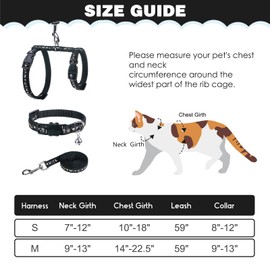 PAWCHIE Cat Harness with Leash and Collar Set - Escape Proof Adjustable Glow in The Dark Cat Harness for Kitty Outdoor Walking