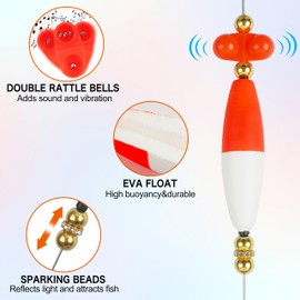 Catfish Rig Kit, 6pcs Catfish Float Rigs with Rattles Santee Cooper Rigs Peg Floats Bait Rig Catfishing Tackle Equipment for Bank Fishing Gear