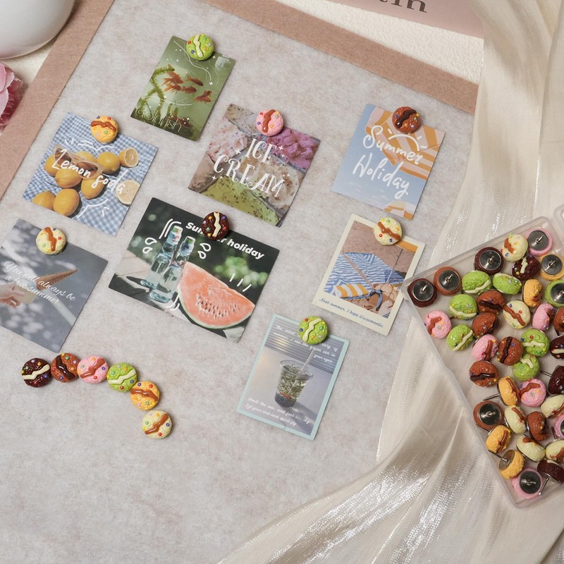 60Pcs Mini Push Pins Food Thumb Tacks for Photo Wall