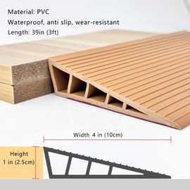 1" Rise 2 PCS Rubber Threshold Ramp for Doorways, 800 LBS Capacity, 39.4" Cuttable Non-Slip Wheelchair Door Ramp for Bathroom, Garage, Home Entrance (Khaki, 3.3Ft)