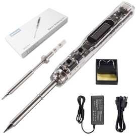 68W Electric Soldering Iron, SEQURE SI012 Pro Portable Solder Iron, OLED Screen Digital Soldering Tools, Auto Start Heating, 19V Power Adapter, PD/QC Charging, 2 Soldering Tips-T12 B2 & TS BC2