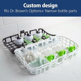 Dr. Brown's Cesta para lavaplatos para piezas pequeñas de biberones, chupetes y accesorios, limpia, almacena y organiza artículos esenciales para recién nacidos, sin BPA, negro