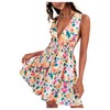 Floerns Women's Cut Out Backless Sleeveless Shirred Floral A Line