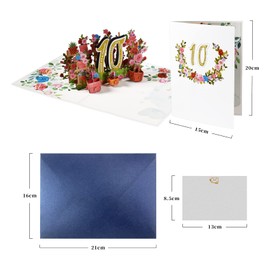 Magic Ants Anniversary Card, Birthday Card, Wedding Anniversary, 3D Greeting Card, 10 Year Old Birthday Card, Congratulations Card with Rose Flower Bouquet (10)