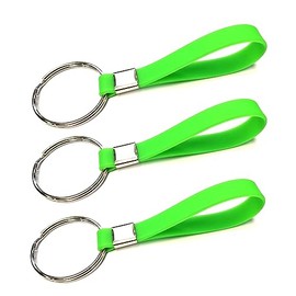 Extra Large 39mm Split Ring Heavy Duty Identification Silicon Key Ring loops Fob. (3 Packs) (Green 39mm)