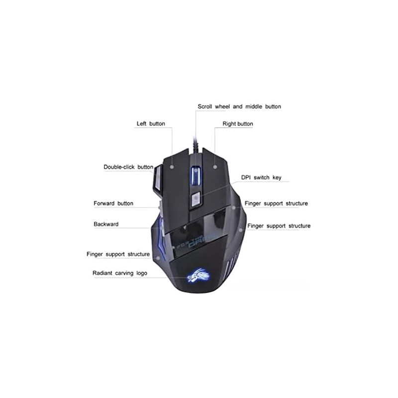 Mouse Gamer Óptico USB Dragón con Luz Led RGB 5500
