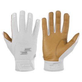 SSK X1 Color Rush Youth Baseball Batting Gloves - Durable Cabretta Leather Palm - 11 Colors (White, Large)