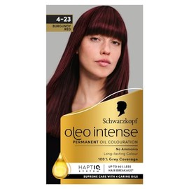 Schwarzkopf Schwarzkopf Oleo Intense Permanent Oil Colour 4-23 Burgundy Red Hair Dye, 100% Grey Coverage, Conditioner with HaptIQ System, Long-Lasting Colour, Ammonia Free Hair Dye
