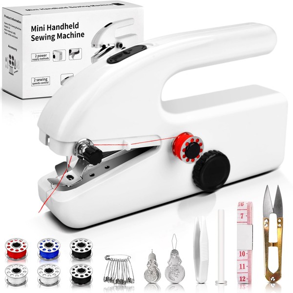 Handheld Sewing Machine, Portable Sewing Machine, Hand Held Sewing Machine uk, Cordless Portable Electric Sewing Machine with Sewing Accessories for Beginners, Suitable for Clothing, Family.